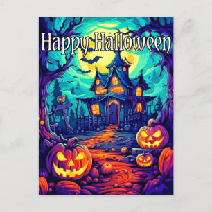 Spooky Ljusande, hemsökt hus Happy halloween Vykort