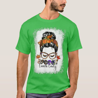 Spooky Lunch Dam Funny Messy Bun Bleached Hallowed T Shirt