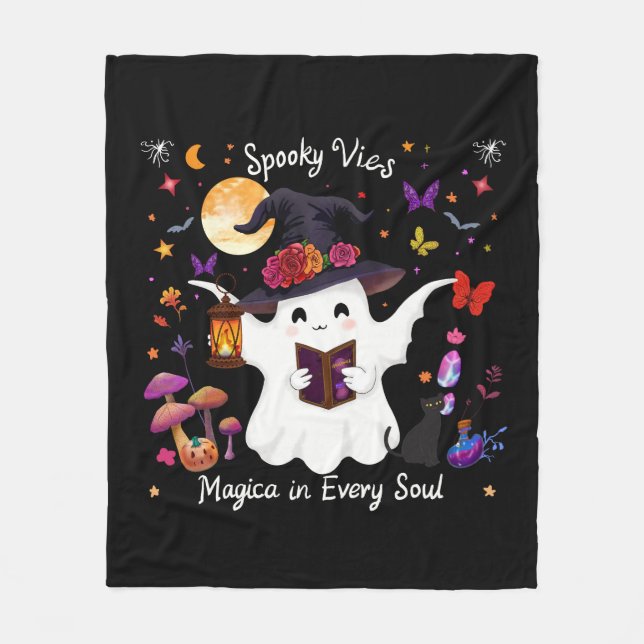 Spooky Magic & Whimsiic Natt Design Fleecefilt (Framsidan)