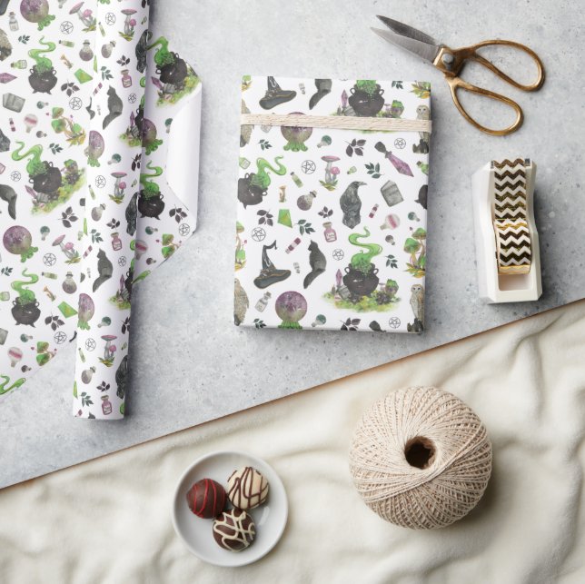 Spooky Magic Witch Mönster Presentpapper (Hantverk)