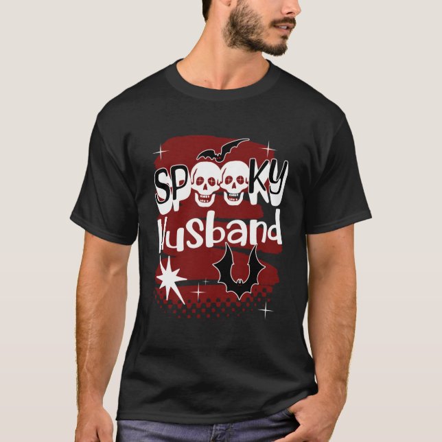 Spooky Make Halloween Scary Fladdermus och Döskall T Shirt (Framsida)