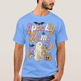 Spooky Mamma Blommigt Ghost Boo Mamma och Babe Mat T Shirt