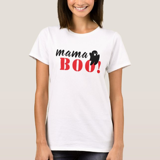 Spooky Mamma Boo Black Halloween Family T-Shirt (Framsida)