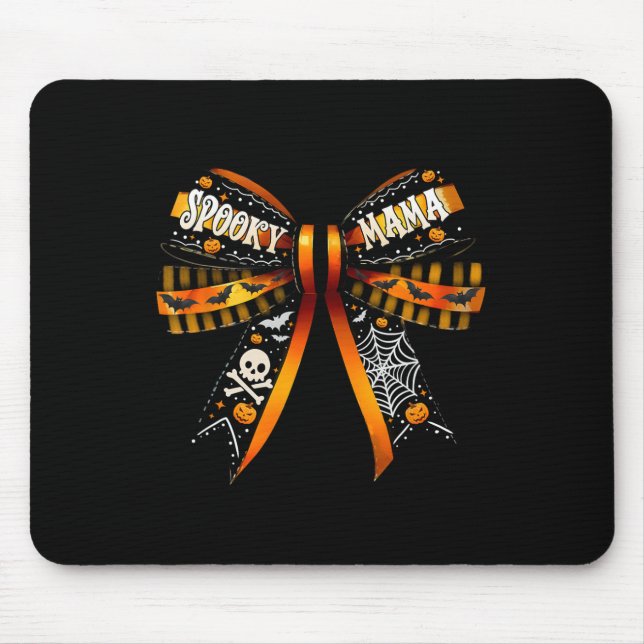 Spooky Mamma Coquette Bow Pumpkin Cute Halloween W Musmatta (Framsidan)