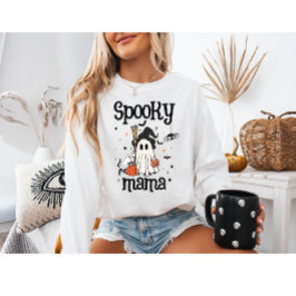 Spooky Mamma Halloween - Cute Ghost & Cat T Shirt