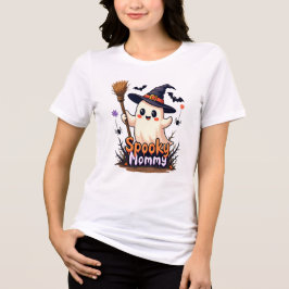Spooky Mamma Halloween Ghost med Witch Hat T Shirt