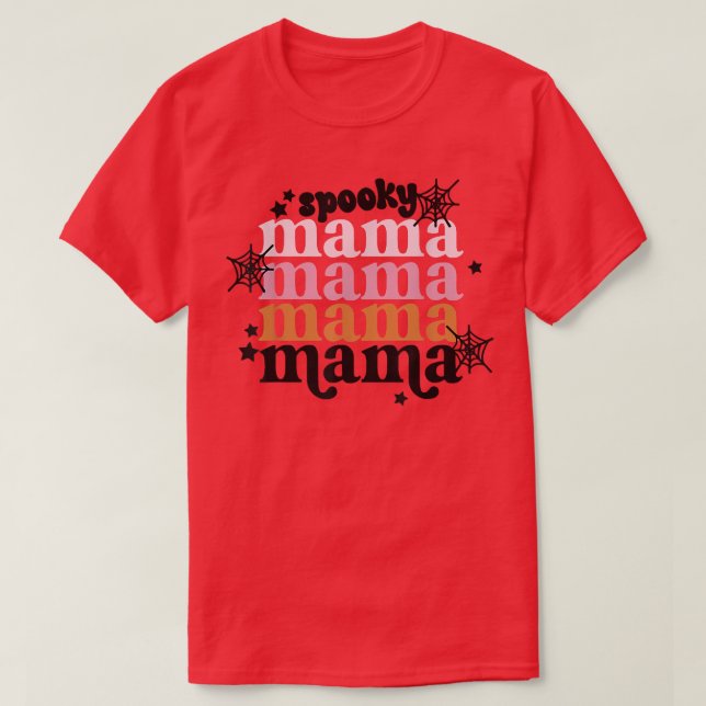 Spooky Mamma Halloween Mini-familjens matchningsko T Shirt (Design framsida)