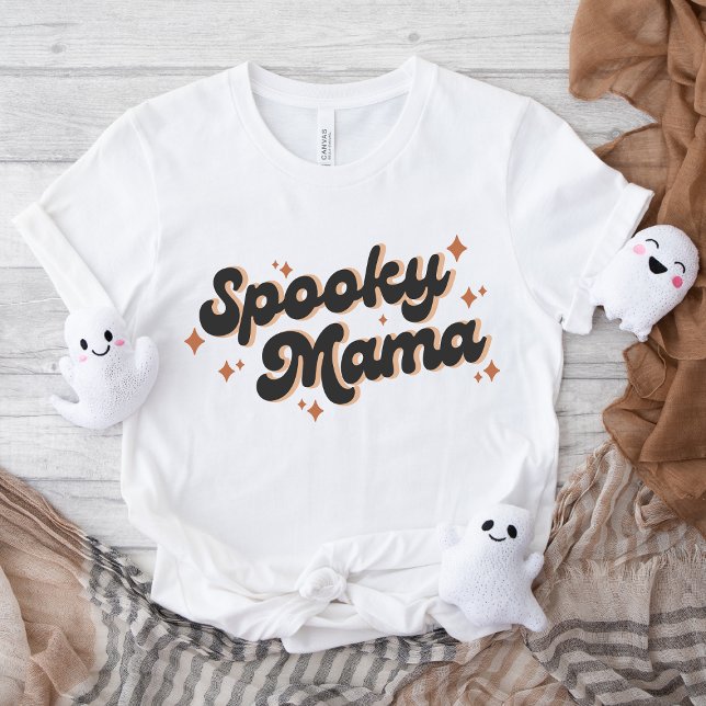 Spooky Mamma Halloween Retro-textdesign T Shirt (Skapare uppladdad)
