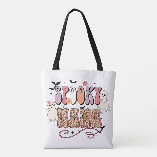 Spooky Mamma Halloween Tote Bag Tygkasse (Baksida)