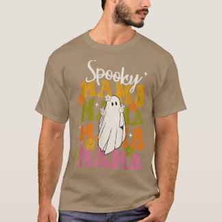 Spooky Mamma Hippie Blommigt Ghost Retro Groovy Ha T Shirt