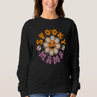 Spooky Mamma Retro Groovy Smile Ansikte Flower Sku T Shirt