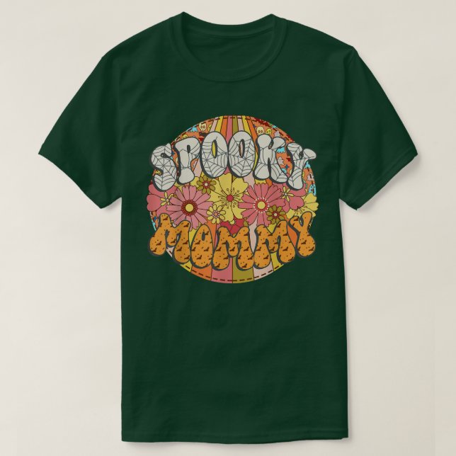 Spooky Mamma Retro Matching Family Groovy Hallowee T Shirt (Design framsida)