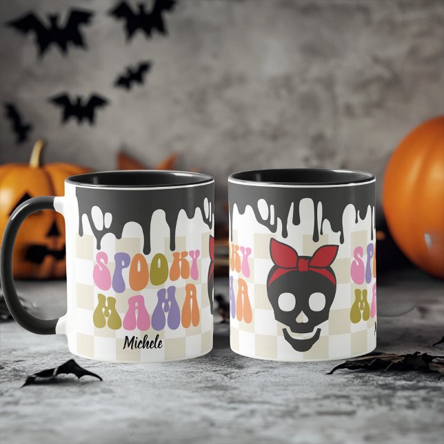 Spooky MAMMA Skull med röd bandana-personlig Mugg (Spooky MAMA Skull with red bandana personalized Mug)