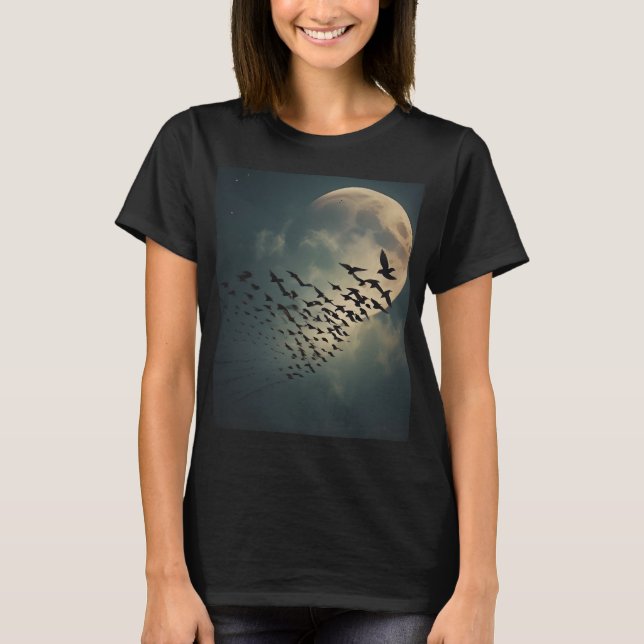 Spooky Måne Ravens T Shirt (Framsida)