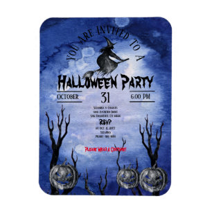 Spooky Måne Witch Pumpkins Graveyard Black Magnet