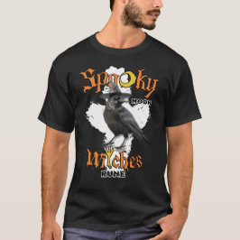 Spooky Måne Witches Algiz Rune Mystical Kråka T Shirt