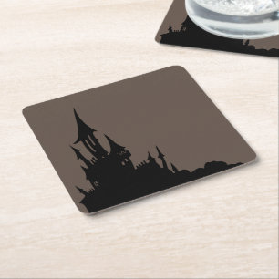Spooky Mansion Halloween Papper Underlägg Kvadrat