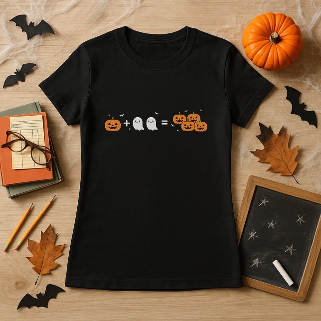Spooky Math Teacher Halloween Pumpkin & Spöken T Shirt (Skapare uppladdad)