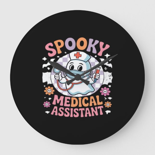 Spooky Medical Assistant Cute Halloween Essential Stor Klocka (Framsida)