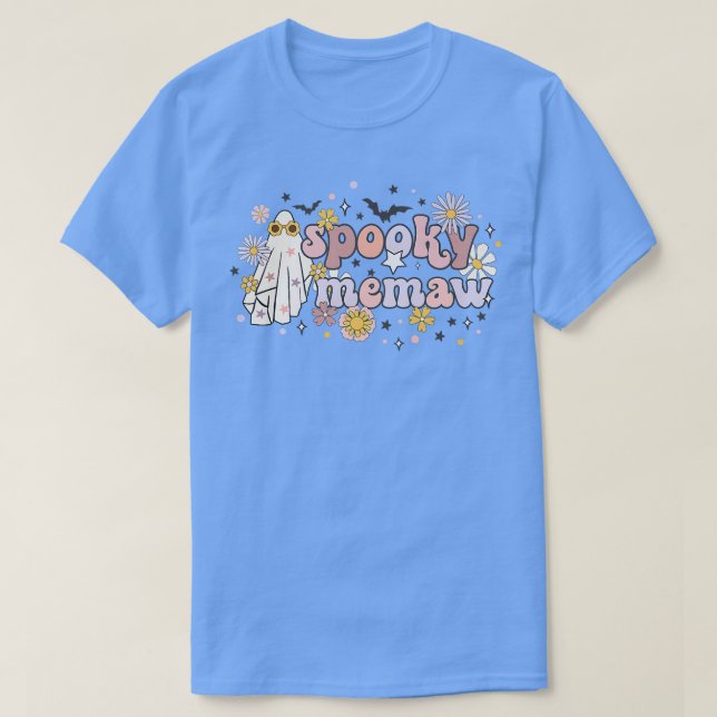 Spooky Memaw Retro Groovy Cute Ghost Halloween Cos T Shirt (Design framsida)