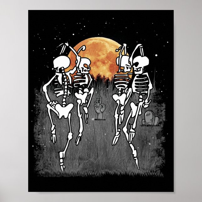 Spooky Meme Dancing Skeletons Ballet Dance Poster (Framsidan)