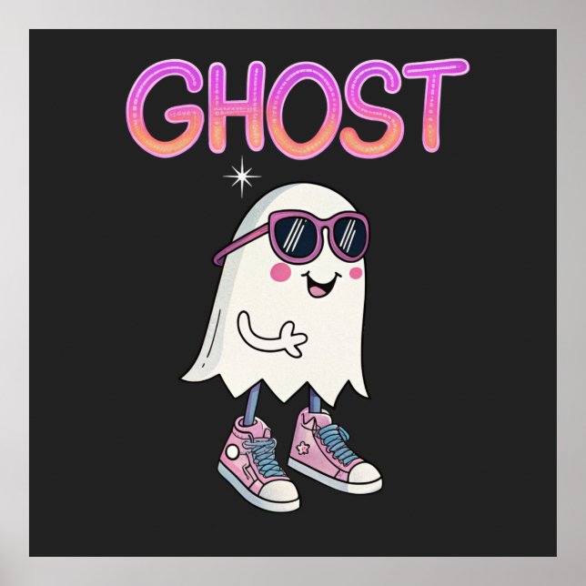 Spooky, men Coola Ghost Poster - Roligt Halloween (Framsidan)