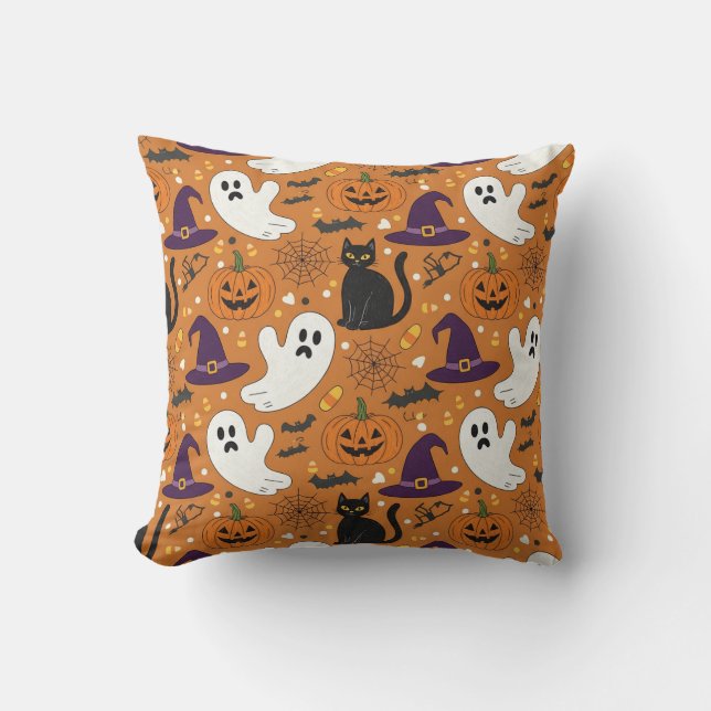 Spooky men Cute Halloween Friends Mönster Cushion Kudde (Framsida)
