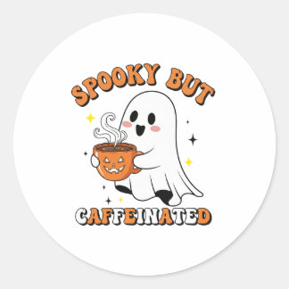 Spooky, men koffeinerat dekal för Cute Ghost-desig Runt Klistermärke