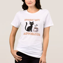 Spooky, men koffeinerat - Halloween Black Cat Kaff T Shirt