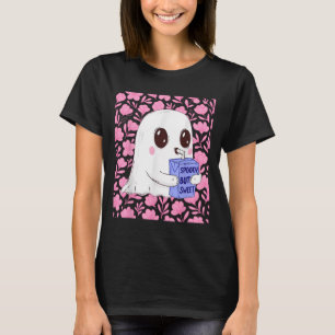 Spooky, men söt cute Ghost med Blommigt Halloween T Shirt