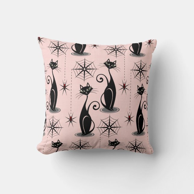 Spooky Meow Retro Atomic Cats Kudde (Framsida)