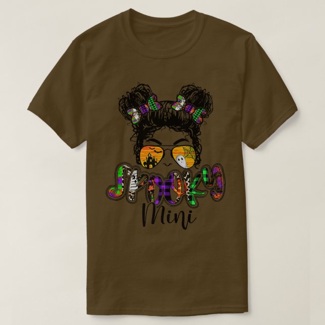 Spooky Mini Halloween Messy Bun Mimi Granddotter T Shirt (Design framsida)