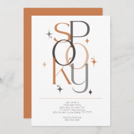 Spooky Minimal Retro Modern Aesthetic Halloween Inbjudningar