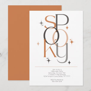 Spooky Minimal Retro Modern Aesthetic Halloween Inbjudningar