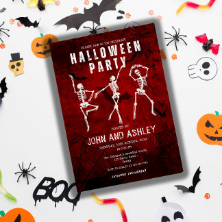 Spooky Modern Gothic Vuxen Halloween Costume Party Inbjudningar