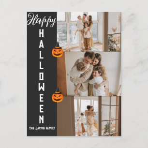 Spooky Modern Halloween-familj tre fotokollage Helg Vykort