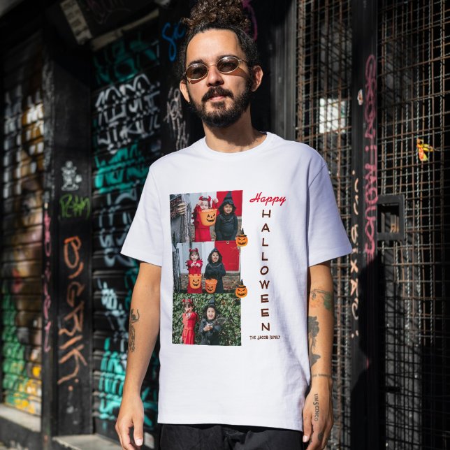 Spooky Modern Halloween-familj tre fotokollage T Shirt (Skapare uppladdad)