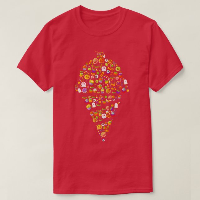 Spooky Monster Ice Cream Ghost Pumpkin Eyeball för T Shirt (Design framsida)