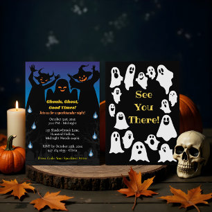 Spooky Monster Silhouette Tecknad Halloween fest Inbjudningar