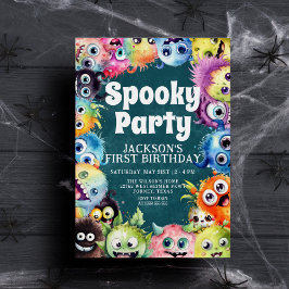 Spooky Monsters Kids Halloween Födelsedagsfest Inbjudningar