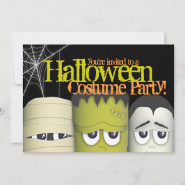 Spooky Monsters & Mummy Halloween Costume Party Inbjudningar