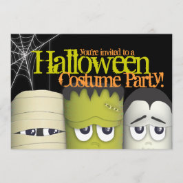 Spooky Monsters & Mummy Halloween Costume Party Inbjudningar
