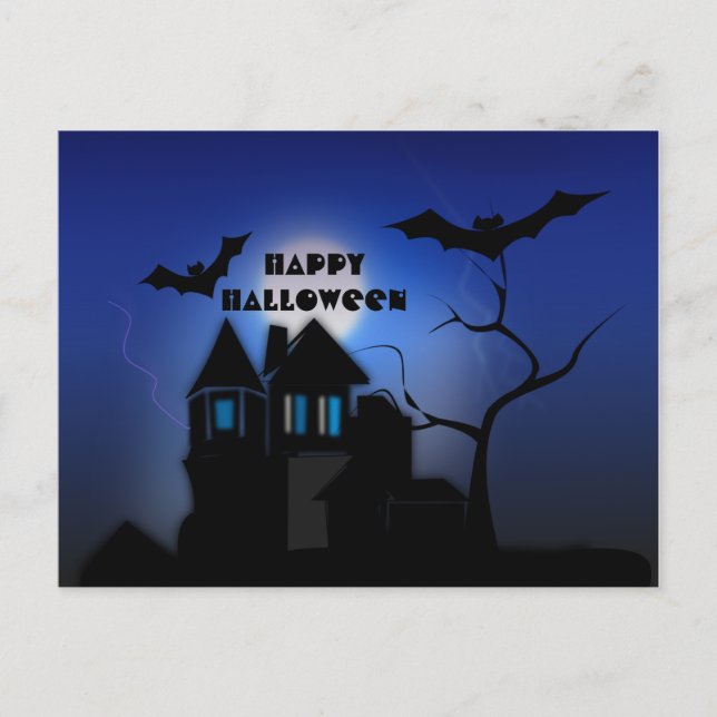Spooky Moonlit Haunlit House-vykort Vykort (Framsida)