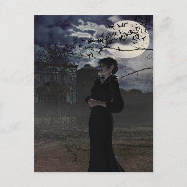 Spooky Mörk Fairy i Moonlight Vykort (Framsida)