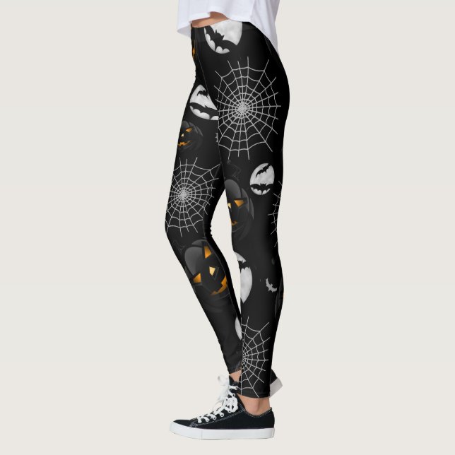 Spooky Mörk Halloween Mönster Leggings (Vänster)