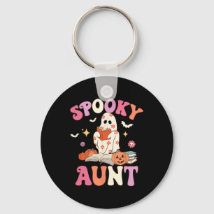 Spooky Moster Retro Groovy Blommigt Ghost Hallowee Nyckelring