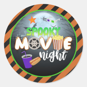 Spooky Movie Night Sticker Runt Klistermärke