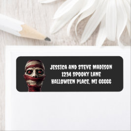 Spooky Mummy Halloween Ghoul Zombie Returadress Returadress Etikett
