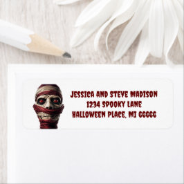 Spooky Mummy Halloween Ghoul Zombie Returadress Returadress Etikett