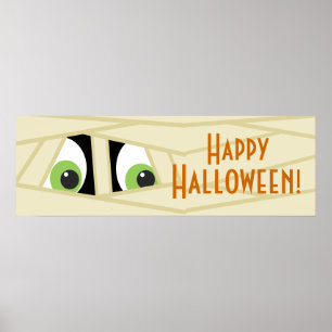 Spooky Mummy Head Halloween fest Banner Poster